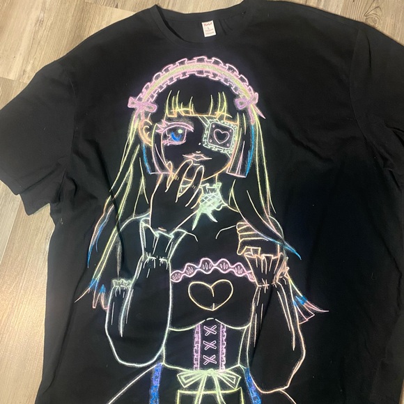 ROMWE Tops - ROMWE black anime shirt size large.